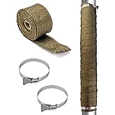 QWORK Fireproof Pipe Wrap, Pipe Insulation Webbing Anti-Scald Chimney Ribbon Furnace Flue Protector with 2 Clips