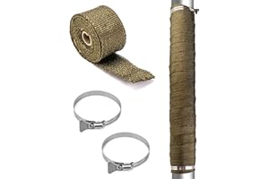 QWORK Fireproof Pipe Wrap, Pipe Insulation Webbing Anti-Scald Chimney Ribbon Furnace Flue Protector with 2 Clips