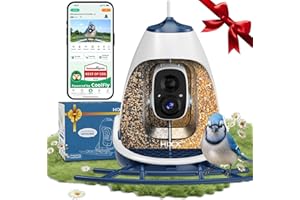 HIXX Smart Bird Feeder with Camera Solar Powered, Wireless Outdoor Smart Birdhouse with Built-in 2K HD Camera, Dual Seed Chambers & Spill Resistant, Motion Alerts & App Sharing–Ideal for Bird Lovers