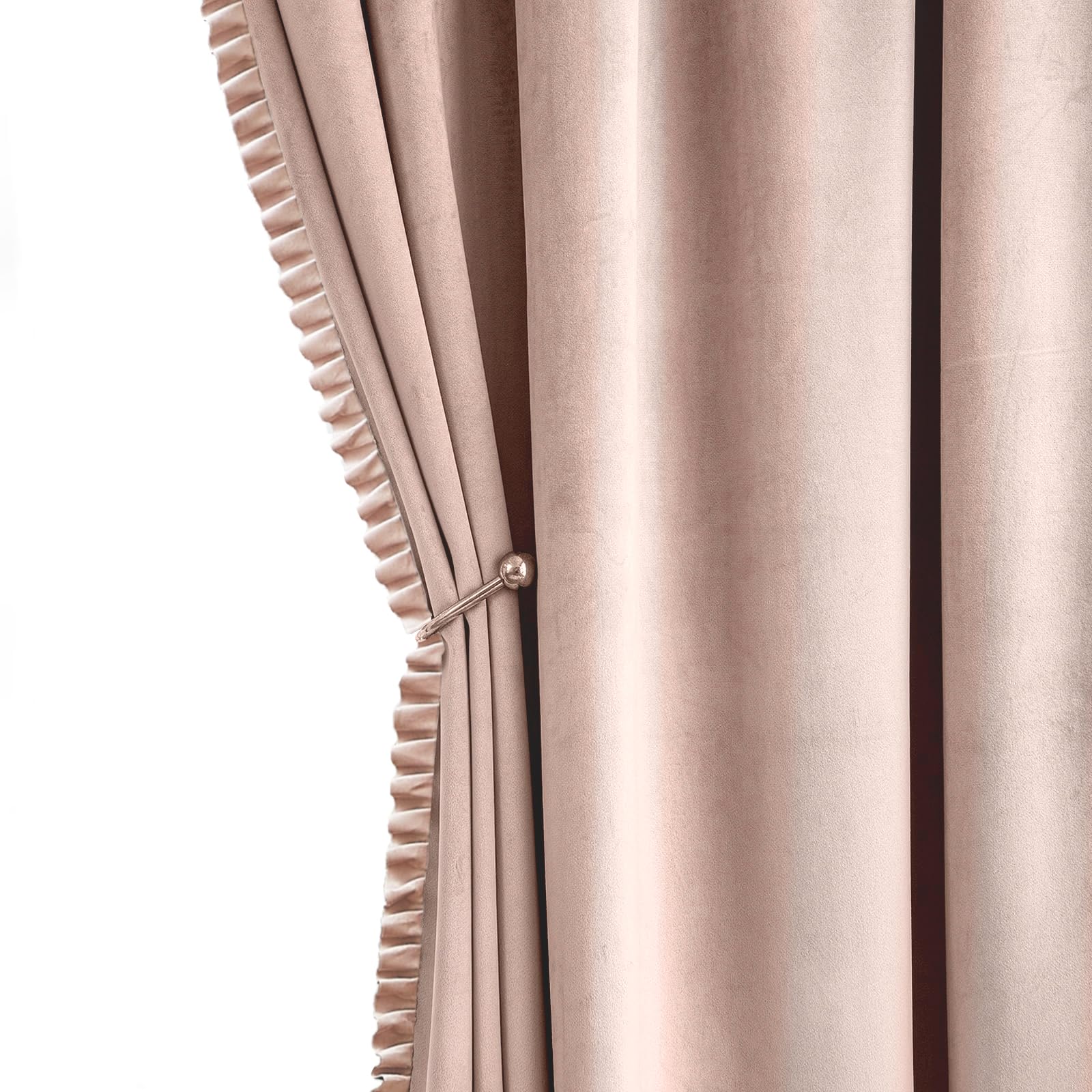 Photo 1 of Jackroy Luxury Pink Velvet Curtains with Ruffle Cotton Feel Soft Solid Room Darkening Window Treatment Drapes for Kids Living Room, Thermal Insulated Rod Pocket Design Panels with 50”Wx84”Lx2