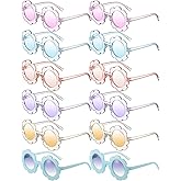 Geyoga 12 Pcs Kids Flower Sunglasses Colored Round Flower Glasses Cute Girls Baby Groovy Sunglasses for Outdoor Party Beach