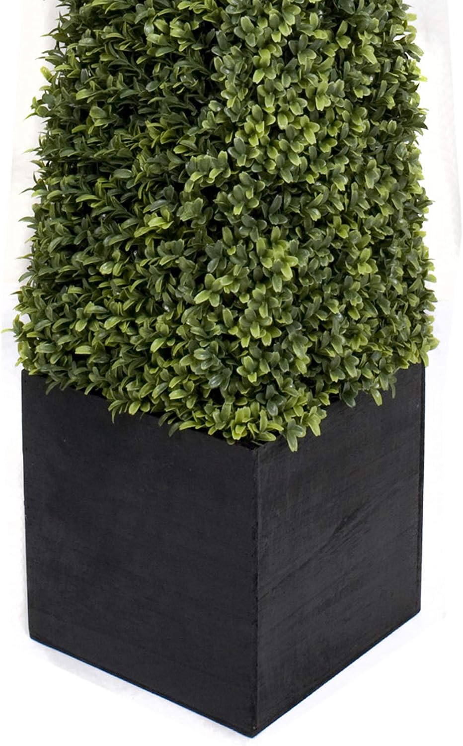 2 x Artificial Premium Quality Topiary Boxwood Pyramid Trees in Black Square Planter for Indoor Outdoor Decor UV Stable (5ft/150cm) - Image 4