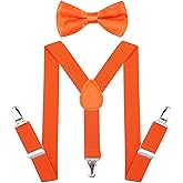 AWAYTR Child Kids Suspenders Bowtie Set - Adjustable Suspender Set for Boys and Girls