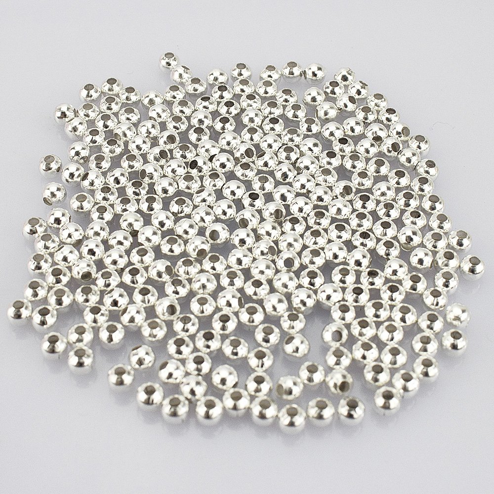 LolliBeads (R) Silver Plated Smooth Round Metal Beads 4 mm 600 Pcs