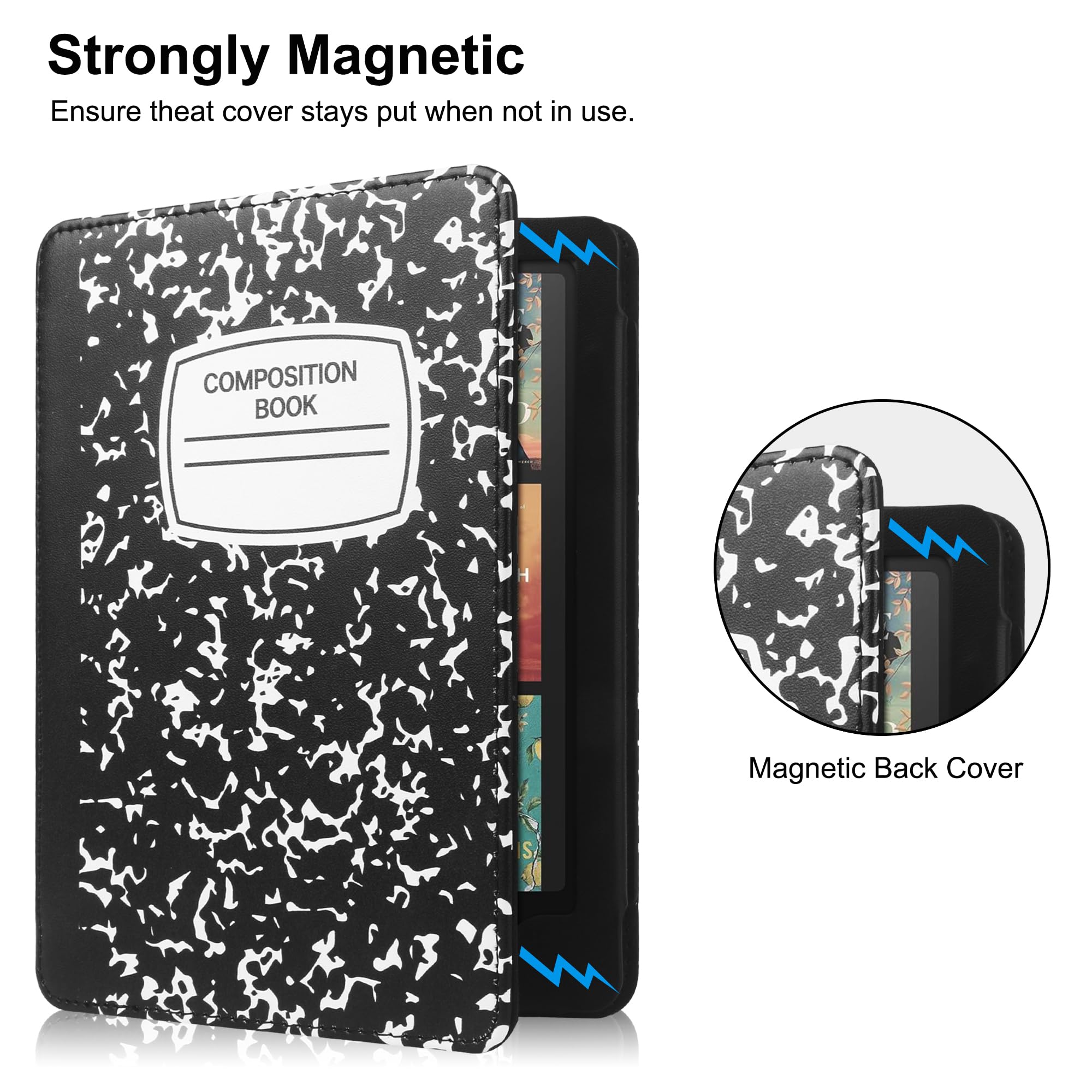 HGWALP Case with Stand for Kindle Paperwhite,Book Folio Cover with Auto Sleep Wake, Hand Strap-Fits Kindle Paperwhite 11th Generation 6.8