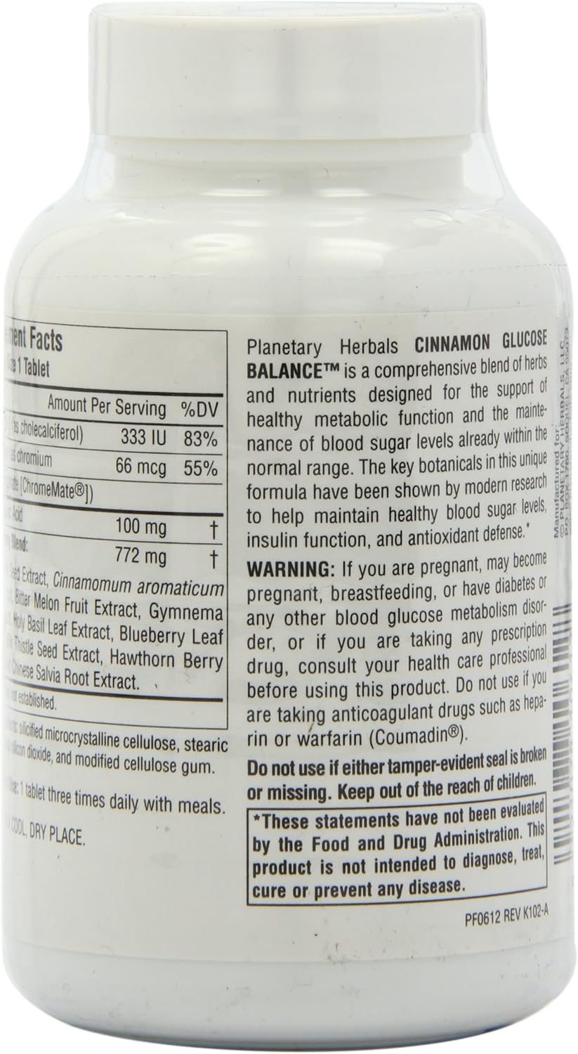 Planetary Herbals Cinnamon Glucose Balance 910mg, Dynamic Metabolic Modulator,90 Tablets: Health & Personal Care