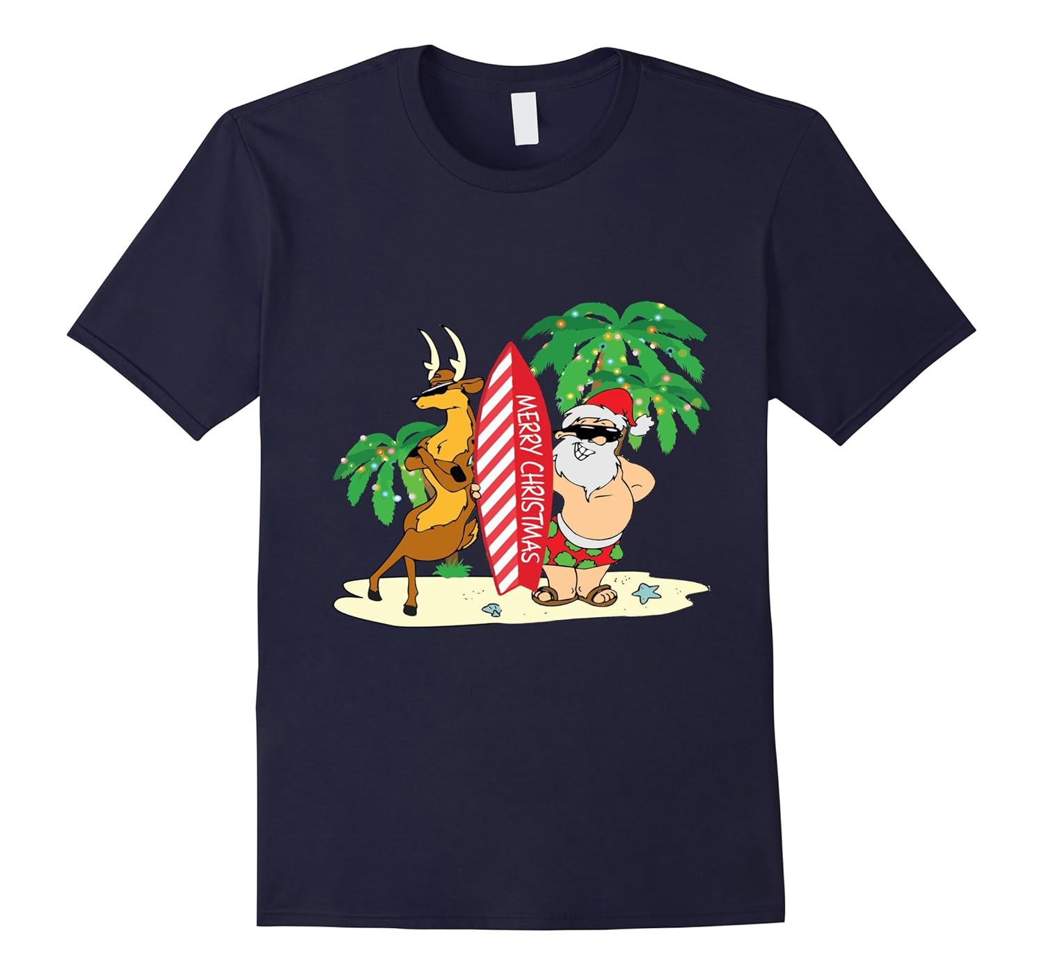 Funny Santa Surfing Hawaiian T-Shirt Summer Christmas Outfit-ANZ