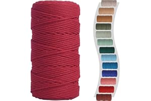 NOANTA Macrame Cord 3mm 220yards (200 Meters) Red Macrame Supplies Macrame Yarn, Colored Cotton Rope, Colored Cord for DIY