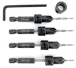FTG USA 4 Pc #4 (7/64") Adjustable Wood Countersink