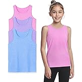 Auranso Girls Tank Tops Athletic Sleeveless Racerback Quick Dry Dance Shirts 3 Pack