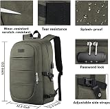 VSNOON Anti-Theft Laptop Backpack 15.6-17.3 inch USB Lock Water Resistant Green view 3