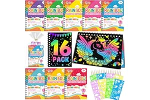 FEREDO KIDS Scratch Art Party Favors for Kids: 16 Pack Rainbow Scratch Notebook Kids Art Supplies for Girls Boys 4-8 Years Old Kids Birthday Party Favors Christmas Gifts Classroom Prizes Goodie Bag Stuffers