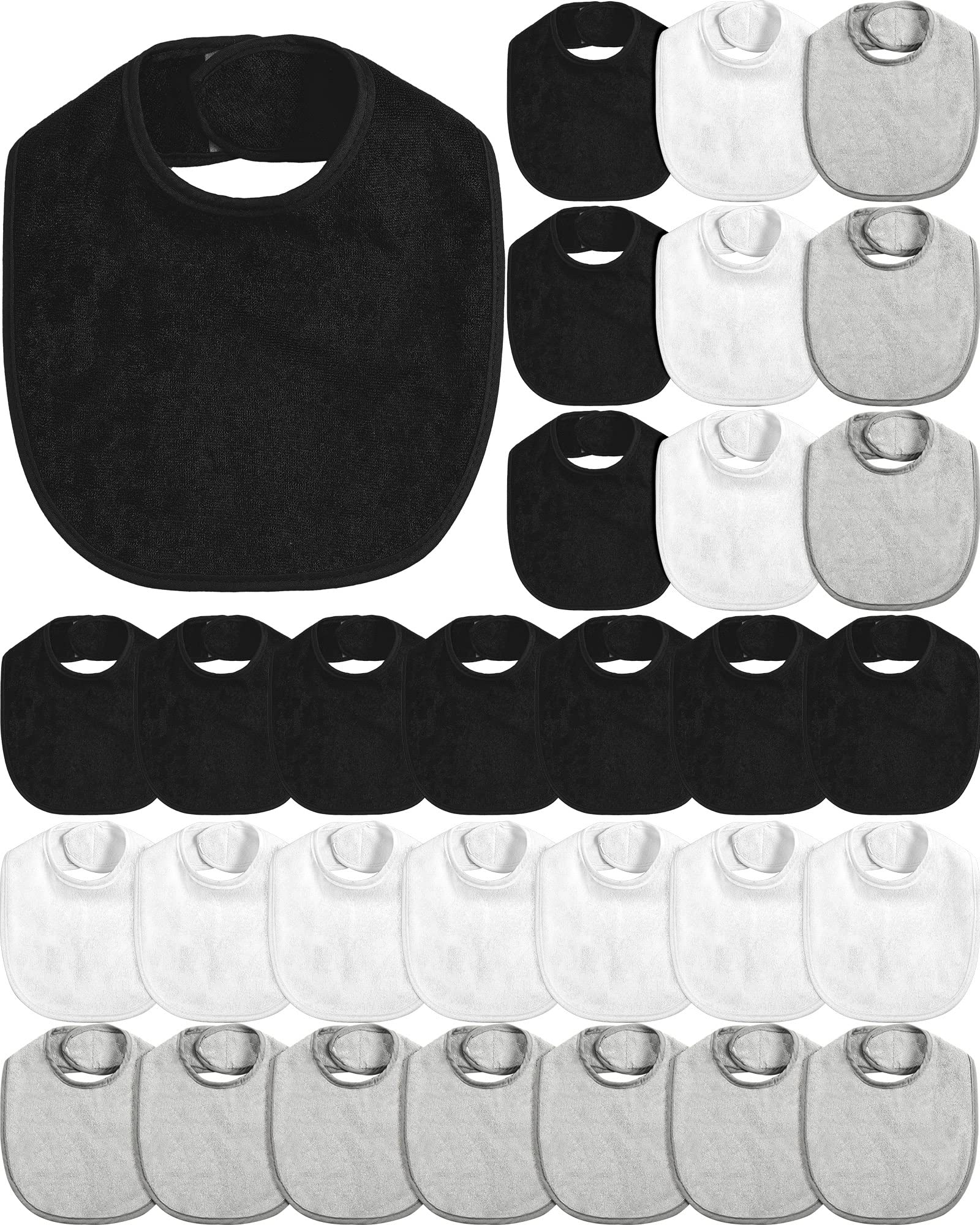 Photo 1 of JaGely 30 Pcs Baby Drool Bibs for Boys Girls Multicolor Cotton Waterproof Feeder Newborn Teething and Drooling (White,Light Gray,Black)