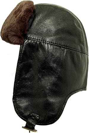 Hut AMCS-0006 DX-Exclusive wear Herren Fellm/&uuml;tze Leder mit Kaninchen Fell Pelz Fliegerm/&uuml;tze Winterm/&uuml;tze Pilotenm/&uuml;tze Ledermutze