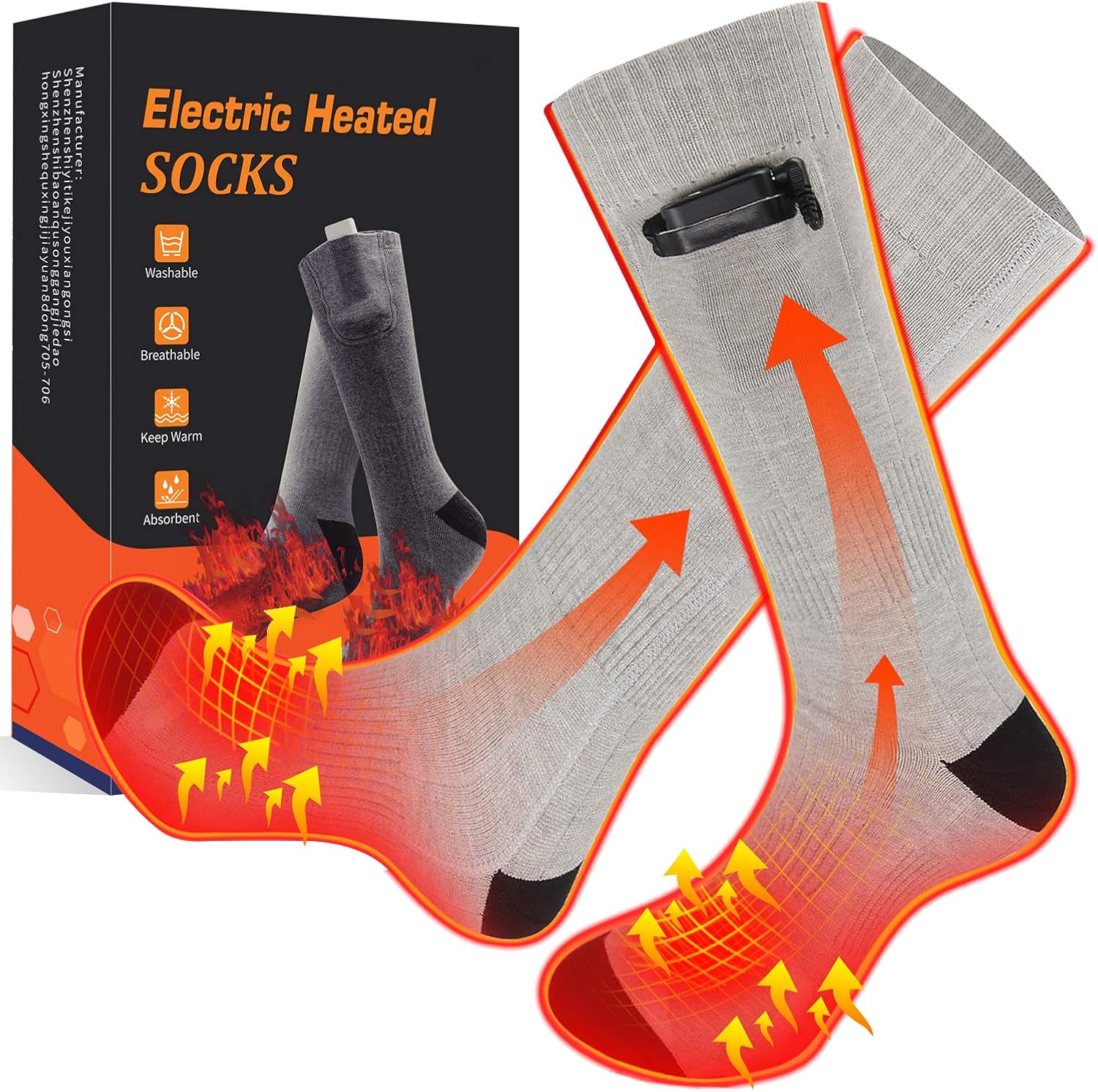 etship Beheizte Socken, Heizsocken Elektrisch, Warme Socken, Fußwärmer