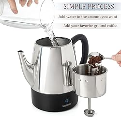 Mixpresso Electric Percolator Coffee Pot, Stainless