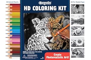 Crayola HD Coloring Kit, 30 Colored Pencils & 20 Adult Coloring Pages, Coloring Set for Adults & Teens, Coloring Supplies