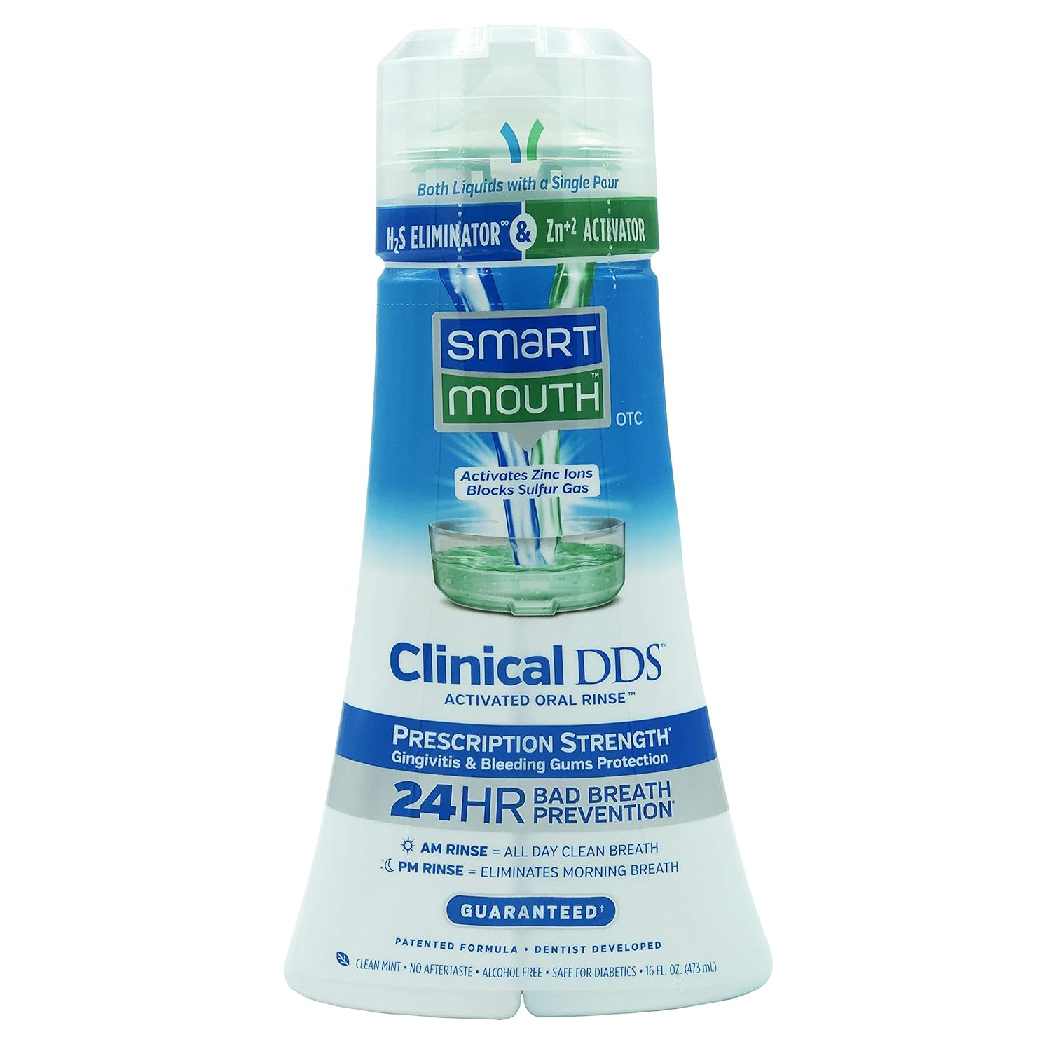 SmartMouth Clinical DDS Oral Rinse for the Treatment of Bad Breath and Protection From Gingivitis and Gum Disease, 16 oz, 2 pack : Beauty