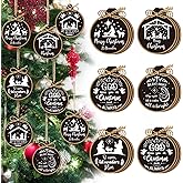 24 Pcs Nativity Christmas Tree Ornaments Religious Christmas Nativity Scene Set The Birth of Jesus Christmas Decorations Wooden Nativity Scene Christmas Tree Ornament (Classic Style)