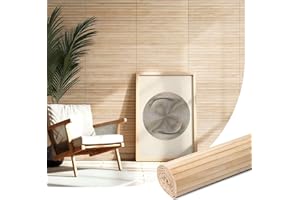 AMZDEPOT Natural Bamboo Wall Panel for Interior Wall Decor, Renewable Pole Wrap Wainscoting Paneling for Wall Ceiling Furniture Cabinet Office, 12 x 96 Inch, Carbonized