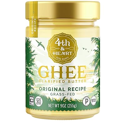 4th &amp; Heart Original Grass-Fed Ghee Butter, 9 Ounce, Keto, Pasture Raised, Non-GMO, Lactose Free, Certified Paleo