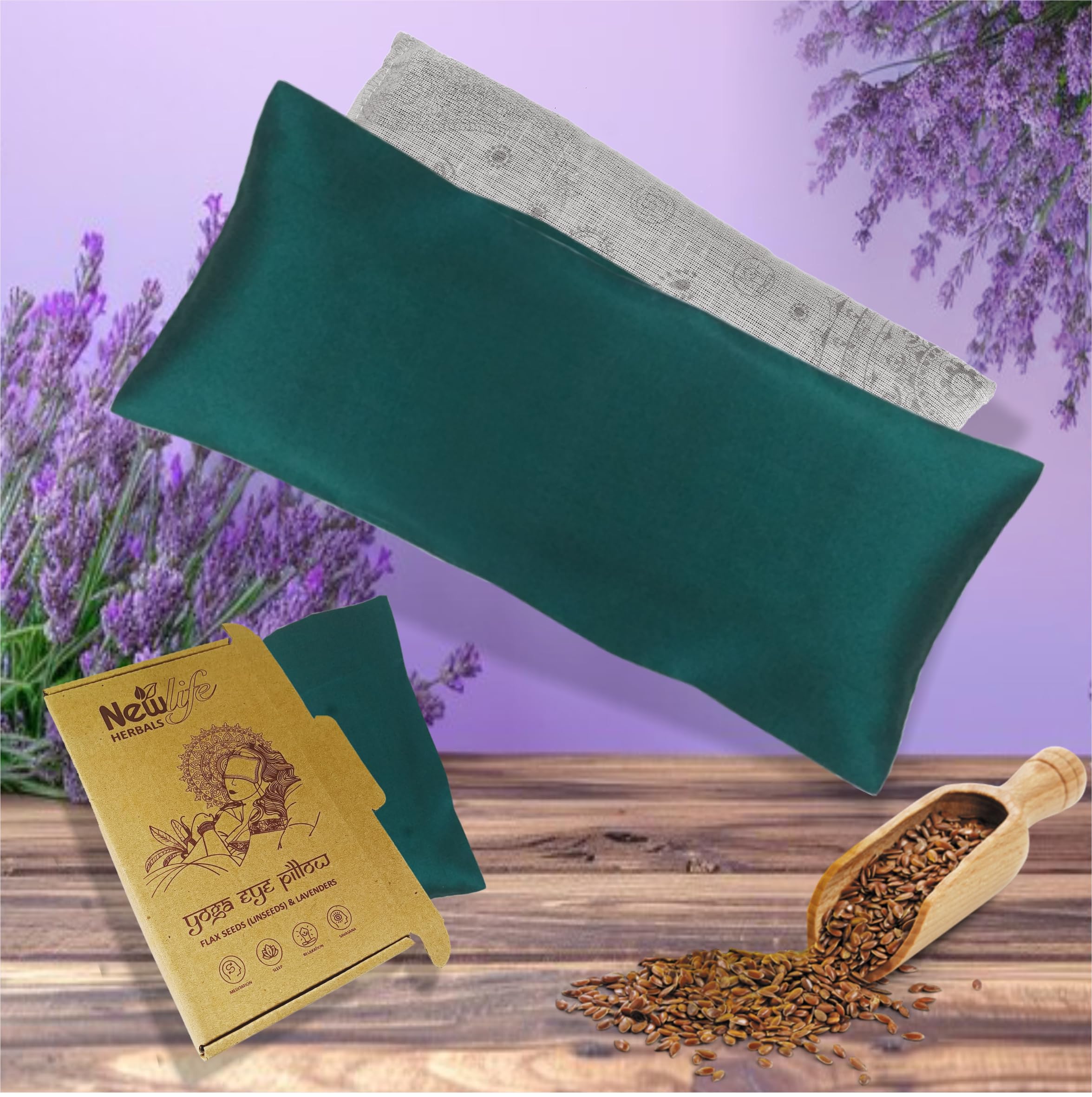 Yoga Eye Pillow Silk Eye Bags Linseeds Lavender Pillow Yoga Stress Relief Eye Bag (Teal (Filler = Linseeds + Lavender))