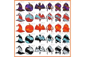 LAHAND 30 Pcs Halloween Pop It Keychain Halloween Simple Silicone Stress Relief Fidget Pop It Hand Toys Push Bubble Wrap Pop Toys Anxiety Stress Reliever for Kids Adults