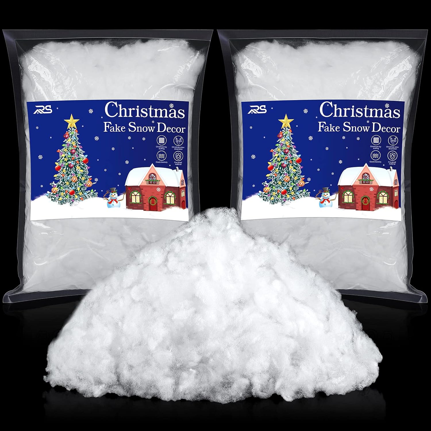 Artificial Snow - Ruisita 2 Bags Christmas Fake Snow Artificial Snow 17.6 Ounces Fluffy Snow Fiber for Snow Blanket, Christmas Tree Decoration, Holiday and Winter Displays