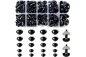 Zhbrchz 280pcs Black Plastic Safety Noses 5 Sizes Craft Triangle Nose with Washers for Amigurumi Crochet Bears Dog Stuffed Animals Doll Making