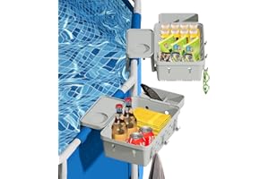 IPOOLTENG 2-Pack Above Ground Pool Basket with Pool Cup Holders - XL Poolside Storage Basket for Drinks & Gear, Fits 3" Rails, Bestway Pool Accessories Compatible Pool Essentials