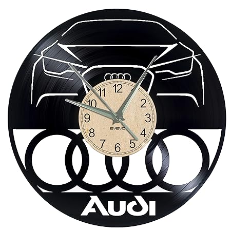 EVEVO Audi Wanduhr Vinyl Schallplatte Retro-Uhr groß Uhren Style Raum Home Dekorationen Tolles Geschenk Wanduhr Audi
