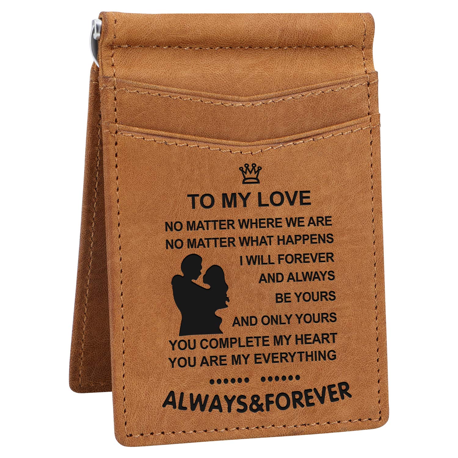 Kenon Personalized Slim Wallet for Men | RFID Blocking Minimalist Credit Card Holder with Gift Box Custom Leather Card Holder for Husband,Son,Dad (to My Love)