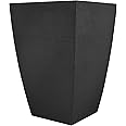 Tusco Products MSQT23BK Modern Square Garden Planter, 23-Inch, Black