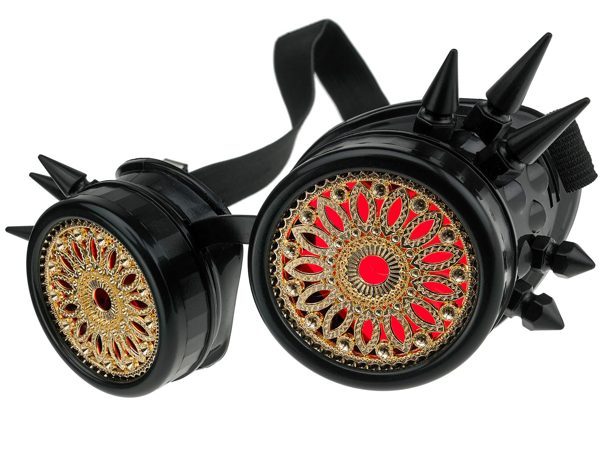 Welding Cyber Goggles With Spikes Steampunk Goth Cosplay Sunglasses Round Glasses Party Fancy Dress MFAZ Morefaz Ltd (Black Spikes Design)