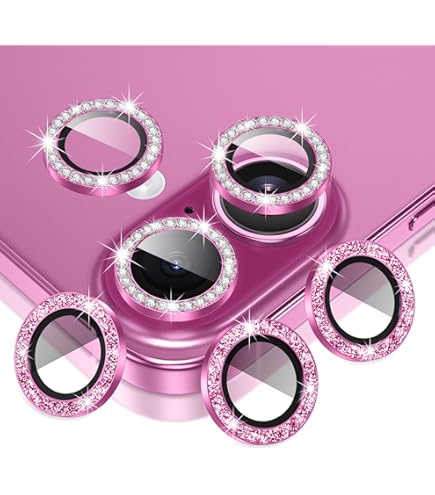 Xfilm Bling Diamond Individual Camera Lens Protector For IPhone 13 / IPhone 13 Mini, HD Clear Tempered Glass Camera Lens Screen Protection Cover, Case Friendly, Scratch Proof (Black