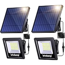 Intelamp Solar Street Lights Outdoor Waterproof 3000LM 12500mAh Dual Motion Sensor Dusk To Dawn Security Light, Adjustable 240° Wide Angle Solar Flood Light Outside With Remote For House Yard Garden