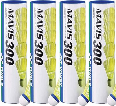 Yonex Mavis 300 Nylon Shuttlecocks 1/2 Dozen Yellow Blue Cap 4 Tubes