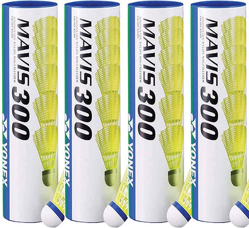 Yonex Mavis 300 Nylon Shuttlecocks 1/2 Dozen Yellow Blue Cap 4 Tubes