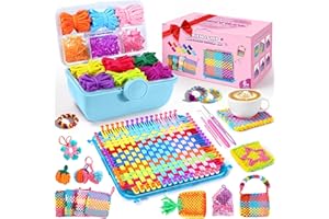 450+PCS Weaving Loom, Arts and Crafts with Portable Storage Box, Christmas Birthday Gift, Pot Holder Loom Kit Includes 360 Cr