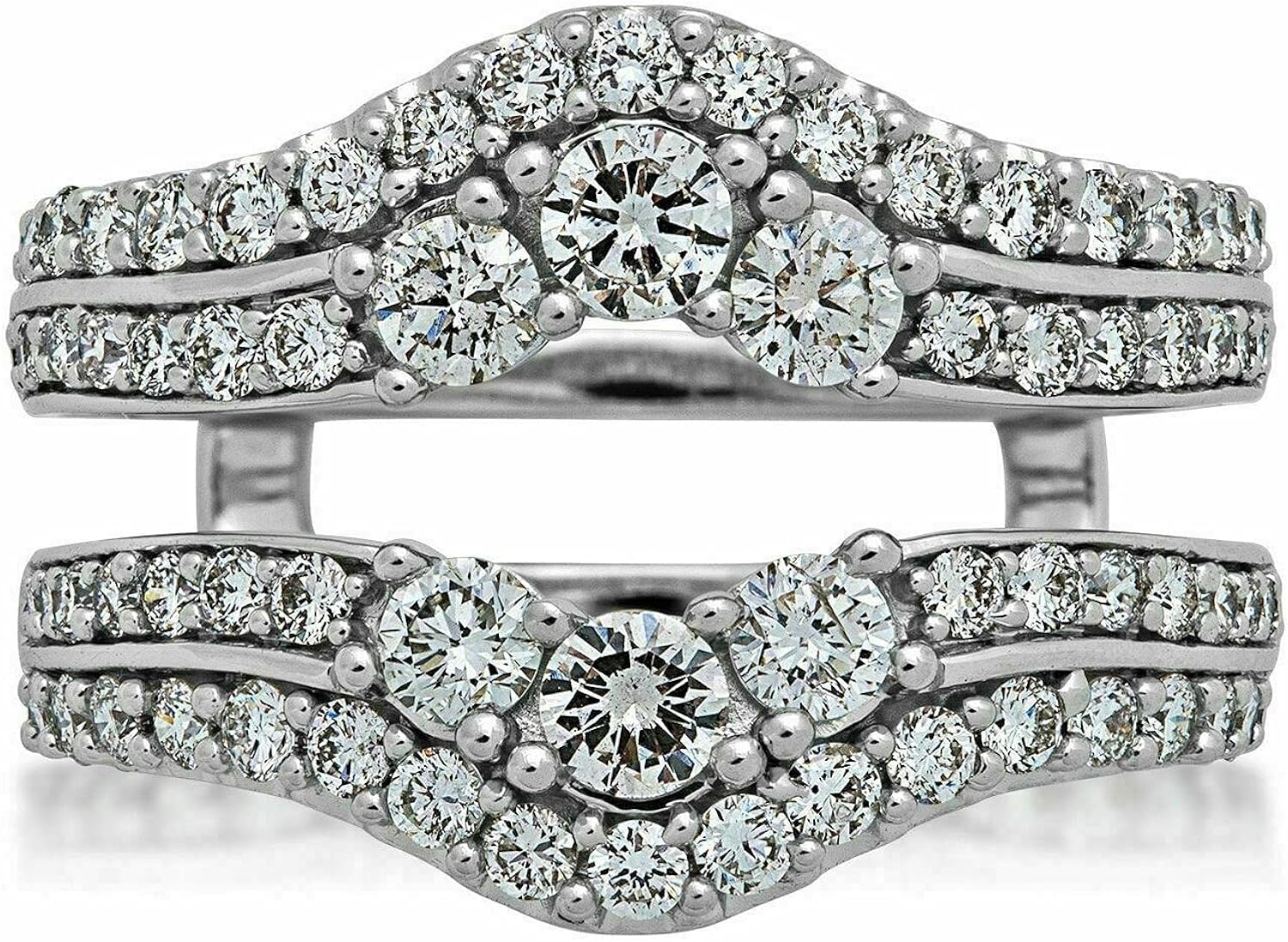 0.75 Ct Round Cut Cubic Zirconia Enhancer Ring Guard 14k