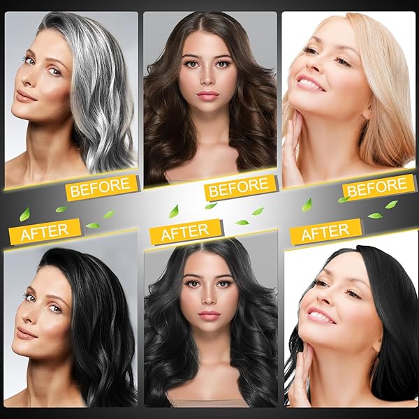 URRZNP 3 IN 1 HAIR DYE SHAMPOO FOR GRAY HAIR, HERBAL INGREDIENTS NATURAL SHAMPOO DYE FOR WOMEN & MEN (BLACK)