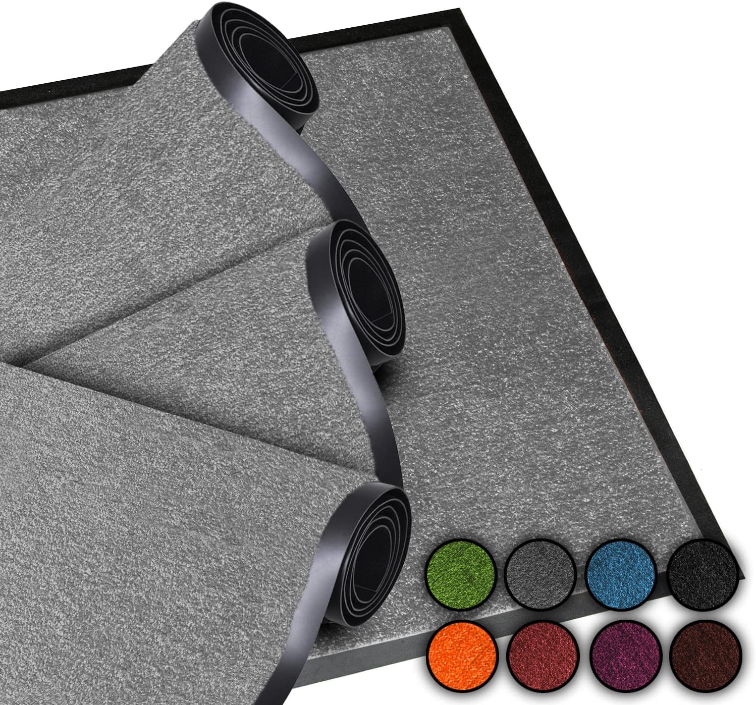 LucaHome Indoor and Outdoor Home Entrance Doormat | Outdoor Rug for Door Entrance Home, Washable, Padded, Non-Slip, Hallway, Kitchen, Bedroom (Silver, 60 x 80 cm)