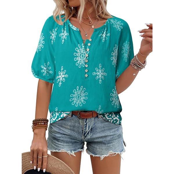 HOTOUCH Hawaiian Shirts For Women Summer Cool Hawaii Floral Tropic Print Blouses Short Sleeve...