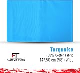 FT Fashion Track Turquoise Cotton Fabric 58in Wide 100% Metre UK view 2
