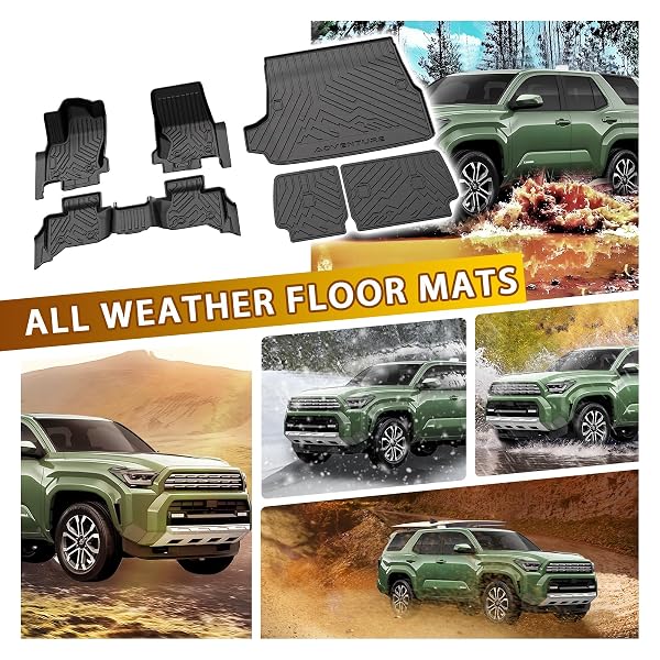 POWERTY FLOOR MAT FOR TOYOTA 4RUNNER 2025 2026, ALL WEATHER TPE CUSTOM TRUNK CARGO MAT LINER WITH BACKREST MAT REPLACEMENT FOR TOYOTA 4RUNNER ACCESSORIES (FIT 5 SEATS,NOT FOR HYBRID MODEL)