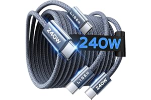 LISEN USB C to USB C Cable, 240W C to C Cable Fast Charging [6.6ft, 2-Pack] Type C Charger Fast Charging USB-C Cables for iPhone 17 Pro Max Charging Cable for iPhone 16 15 iPad MacBook Pro Samsung S25