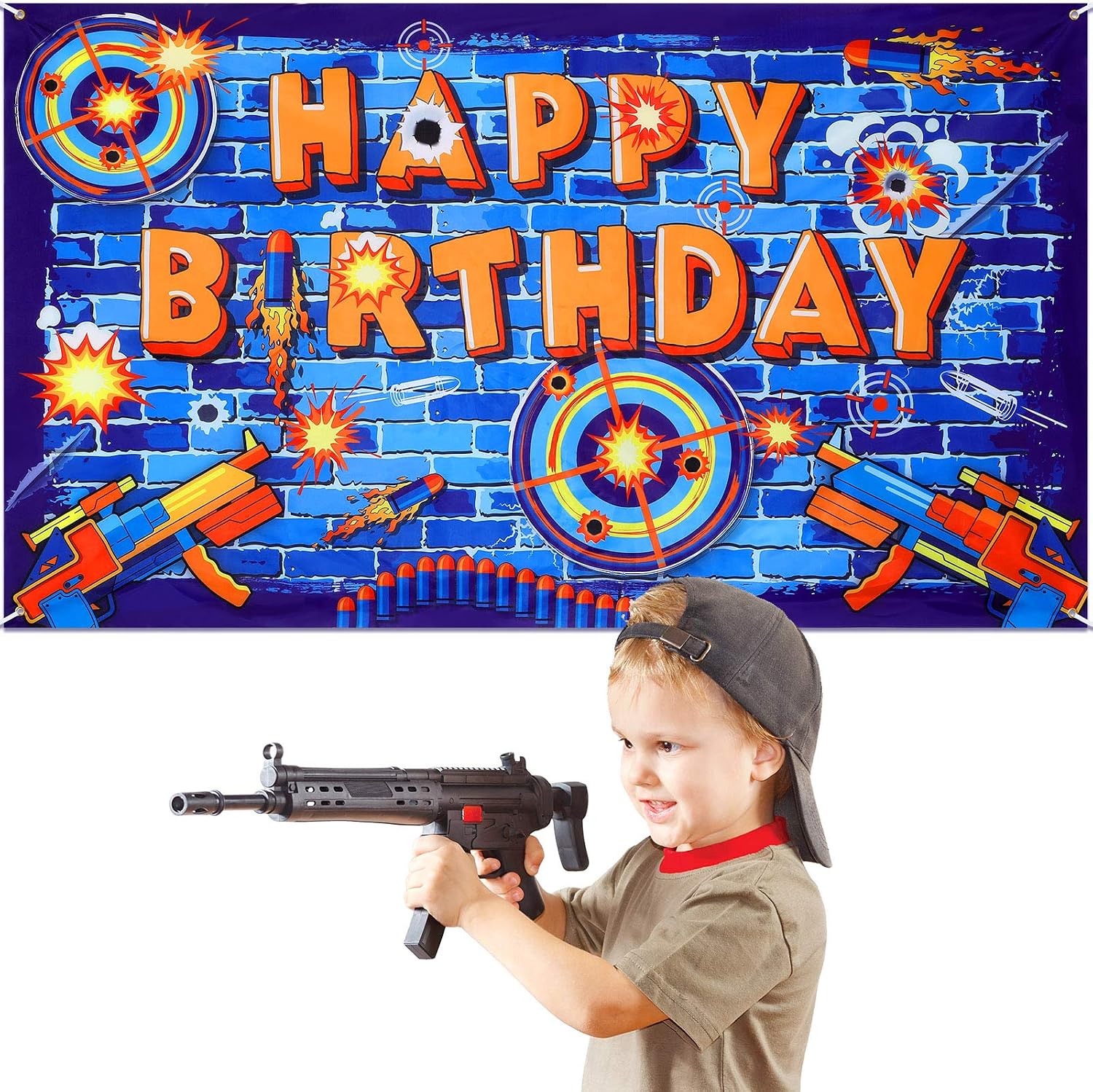 1 x 6 x 3.6 Foot Dart Party Background Dart Happy Birthday Background Target Shooting Photography Background for Dart Birthday Party Decoration Supplies Photo Booth Props - Image 4