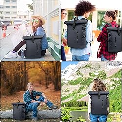 Roll Top Laptop Backpack for Men Women, Expandable