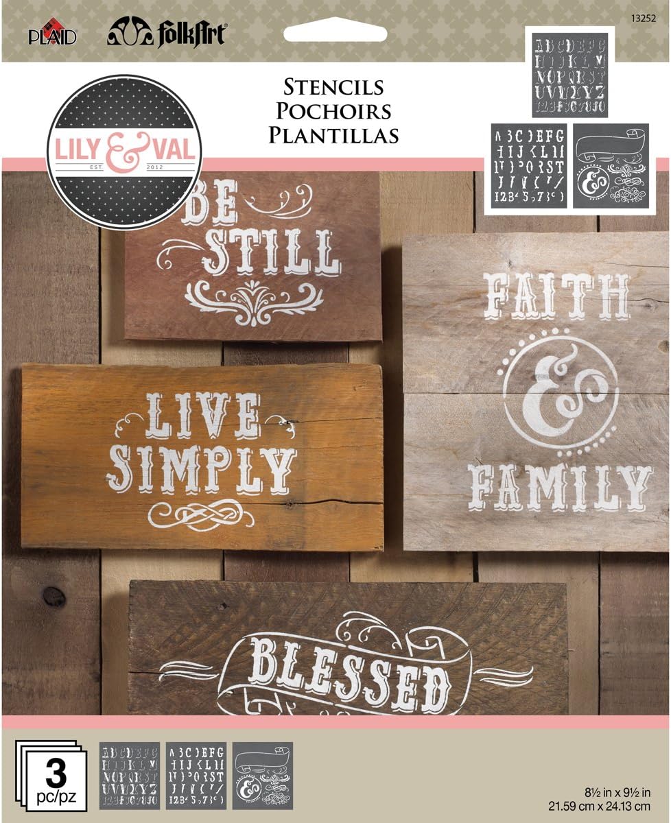 FolkArt Market Fresh Lily & Val Stencil Pack