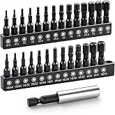 GRENPRO 27Pcs Impact Hex Bit Set, Metric &amp; SAE | 1/4" Hex Magnetic Bits, S2 CNC Screwdriver Bit Set, Allen Wrenches Sets, Magnetic Allen Key Drill Bits Automotive Home